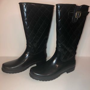 Sperry Pelican Quilted Black Rain Boots size 10
